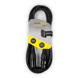 Stagecore SCDMX3 3 Pin XLR Male - 3 Pin XLR Female 120 ohm DMX Cable 3m