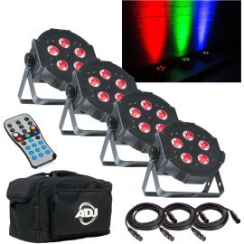 American DJ Mega TriPAR Profile PLUS RGB UV DMX 4 Pack With Bag