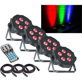 American DJ Mega TriPAR Profile PLUS RGB UV DMX DJ Flat ParCan 4 Pack