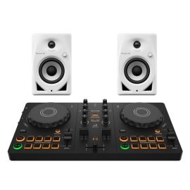 AlphaTheta DDJ-FLX2 Controller + DM-40D-W Active Speakers