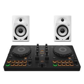 AlphaTheta DDJ-FLX2 Controller + DM-50D-BT-W Active Speakers