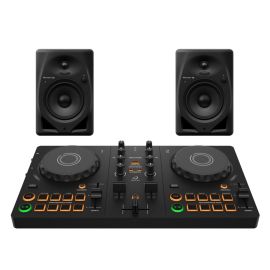 AlphaTheta DDJ-FLX2 Controller + DM-50D-BT Active Speakers