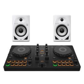 AlphaTheta DDJ-FLX2 Controller + DM-50D-W Active Speakers