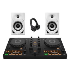 AlphaTheta DDJ-FLX2, DM-40D-BT-W + HDJ-CUE1 Bundle