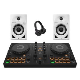AlphaTheta DDJ-FLX2, DM-40D-W + HDJ-CUE1 Bundle
