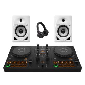 AlphaTheta DDJ-FLX2, DM-50D-BT-W + HDJ-CUE1 Bundle