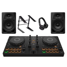 AlphaTheta DDJ-FLX2, DM-50D-BT, HDJ-CUE1 + Laptop Stand Bundle