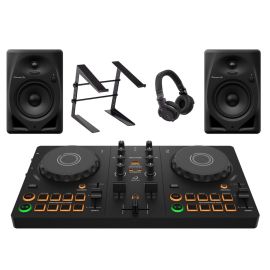 AlphaTheta DDJ-FLX2, DM-50D, HDJ-CUE1 + Laptop Stand Bundle