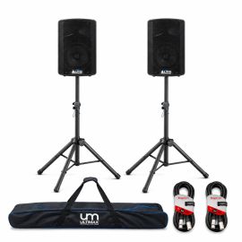 Alto TX408 Active Speaker Package with Stands and XLR Cables
