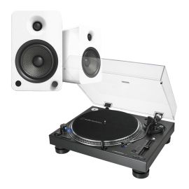Audio Technica LP140XP Black Turntable + YU6 Active Speakers White