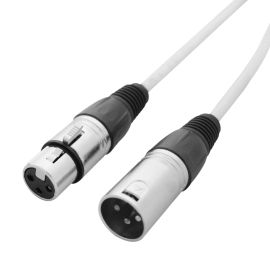 LEDJ 5m 3-Pin Male XLR – 3-Pin Female XLR DMX Cable (White Sheath)