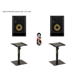 KRK Rokit RP5 G5 Black (Pair) with Desktop Monitor Stands + Cable