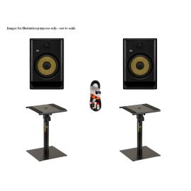 KRK Rokit RP8 G5 Black (Pair) with Desktop Monitor Stands + Cable