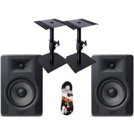 M-Audio BX5 D3 Pair with Desktop Monitor Stands + Cable