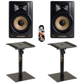 M-Audio Forty Eighty (Pair) with Desktop Monitor Stands + Cable