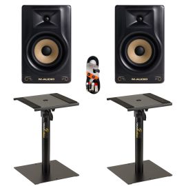 M-Audio Forty Sixty (Pair) with Desktop Monitor Stands + Cable