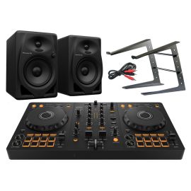 Pioneer DJ DDJ-FLX4 Controller, DM-50D Active Speakers & Laptop Stand