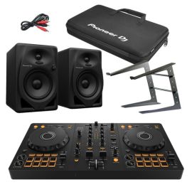 Pioneer DJ DDJ-FLX4 Controller, DM-50D Active Speakers, Laptop Stand & Bag