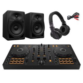 Pioneer DJ DDJ-FLX4, DM-50D & HDJ-CUE1 DJ Package