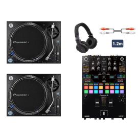 Pioneer DJ 2x PLX-1000, DJM-S7, HDJ-CUE1 Headphones