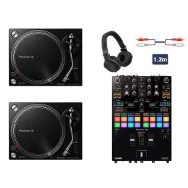 Pioneer DJ 2x PLX-500 Black, DJM-S7, HDJ-CUE1 Headphones