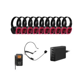 Q-Audio 10 Way Silent Disco Bundle – 10 Headsets + BT Transmitter + Charger