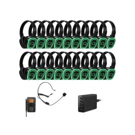 Q-Audio 20 Way Silent Disco Bundle – 20 Headphones + BT Transmitter + Charger