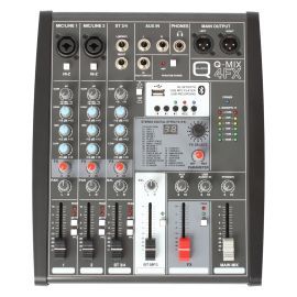 Q-Audio Q-MIX 4FX mixer top panel and channel controls