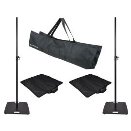 QTX Speaker Stands with Square Base - Black Pair with Carry Bags