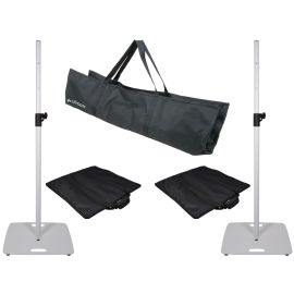 QTX Speaker Stands with Square Base - White Pair with Carry Bags