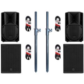 RCF 2x ART 708 MK5 + 2x 702-AS MK3 + poles + XLR Cables Package