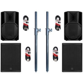 RCF 2x ART 710 MK5 + 2 x 705-AS MK3 + poles + XLR Cables Package