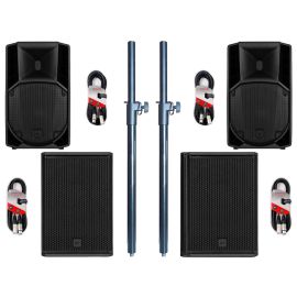 RCF 2x ART 712 MK5 + 2x 702-AS MK3 + poles + XLR Cables Package