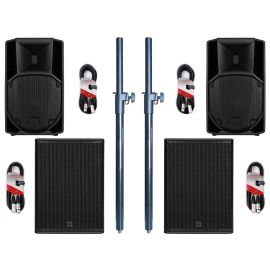 RCF 2x ART 712 MK5 + 2x 705-AS MK3 + poles + XLR Cables Package