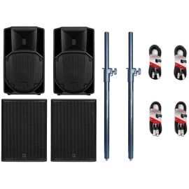 RCF 2x ART 712 MK5 + 2x 708-AS MK3 + poles + XLR Cables Package
