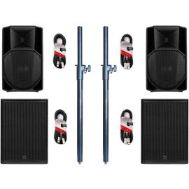 RCF 2x ART 715 MK5 + 2x 708-AS MK3 + poles + XLR Cables Package