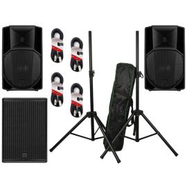 RCF 2x ART 715 MK5 + 705-AS MK3 + Speaker Stands + Cables Package
