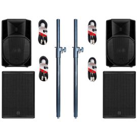 RCF 2x ART 735 MK5 + 2x 705-AS MK3 + poles + XLR Cables Package