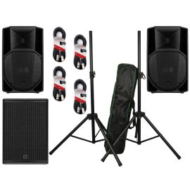 RCF 2x ART 735 MK5 + 705-AS MK3 + Speaker Stands + Cables Package