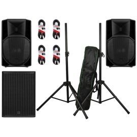 RCF 2x ART 735 MK5 + 708-AS MK3 + Speaker Stands + Cables Package