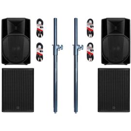 RCF 2x ART 745 MK5 + 2x 708-AS MK3 + poles + XLR Cables Package