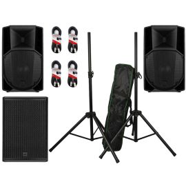RCF 2x ART 745 MK5 + 705-AS MK3 + Speaker Stands + Cables Package