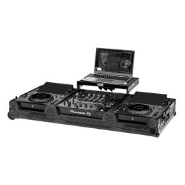 UDG Ultimate Flight Case Set AlphaTheta CDJ-3000X / DJM-A9 Black Plus – Laptop Shelf & Wheels