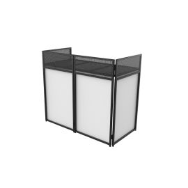 Ultimax DJCombiBooth XL professional mobile DJ booth with white scrim setup