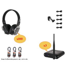W Audio Silent Disco Bundle x100 Headphones with x3 Transmitters