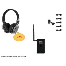W Audio Silent Disco Bundle x25 Headphones with x1 BT Transmitter