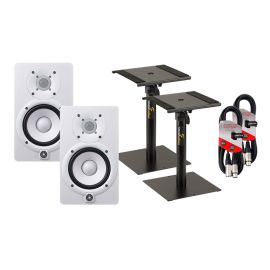 Yamaha HS5 White (PAIR) With Desktop Speaker Stands + Cables Package