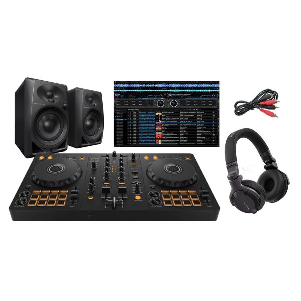 Pioneer DJ DDJ-FLX4, DM-40 + HDJ-CUE1 Bundle