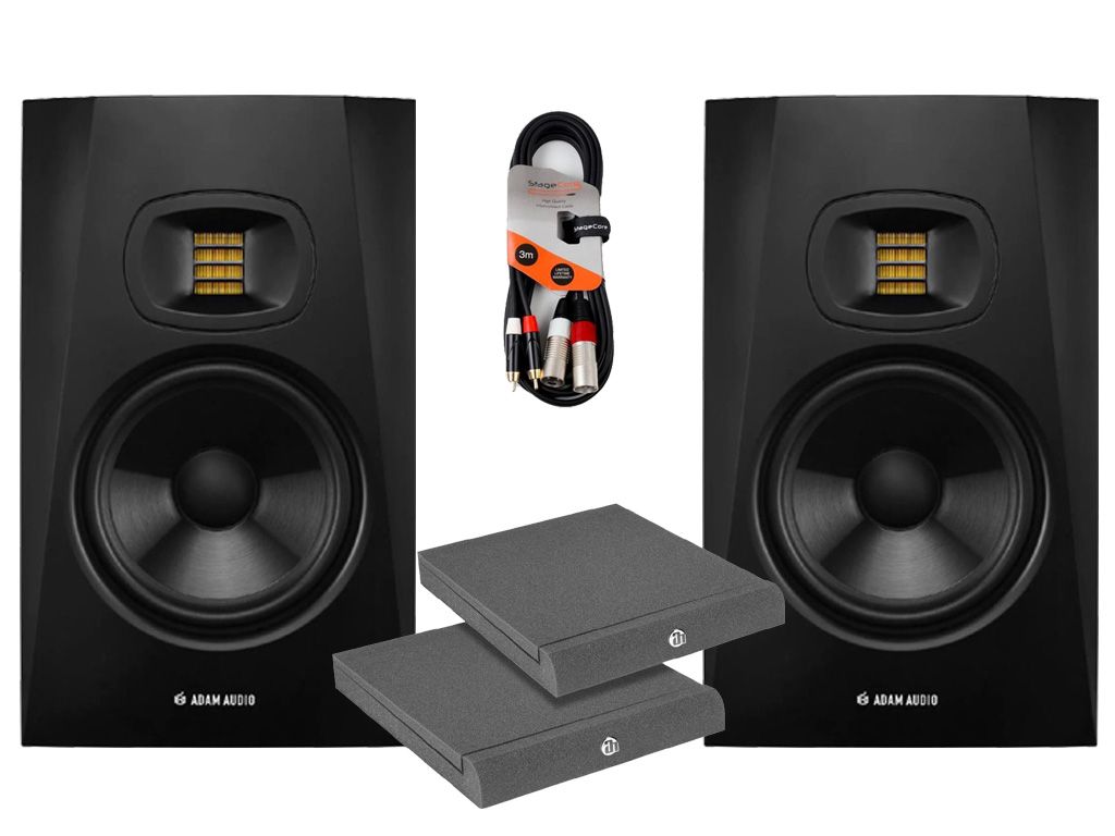 Adam Audio T7V (Pair) With Isolation Pads & Cables Package