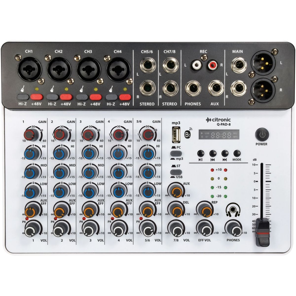 Electric Cottage DJミキサー　fragment Citronic Q-PAD-8 Compact Mixer | USB BT Audio Interface Mixer